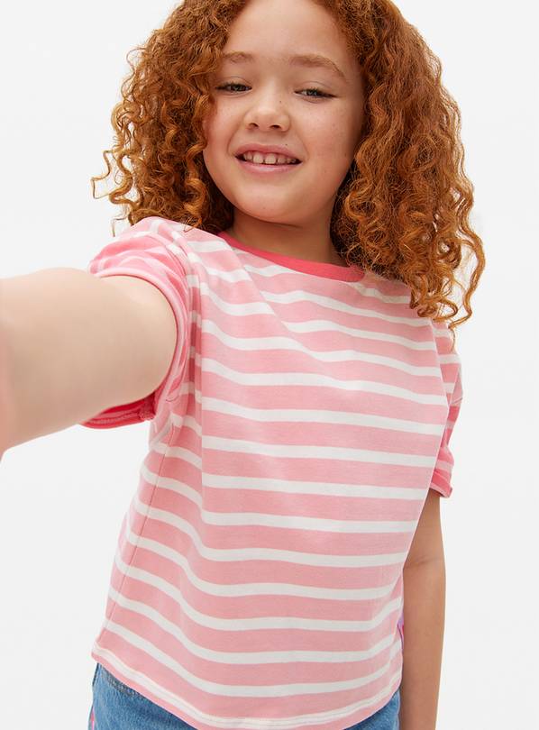 Pink Stripe Print Heavyweight T-Shirt 12 years