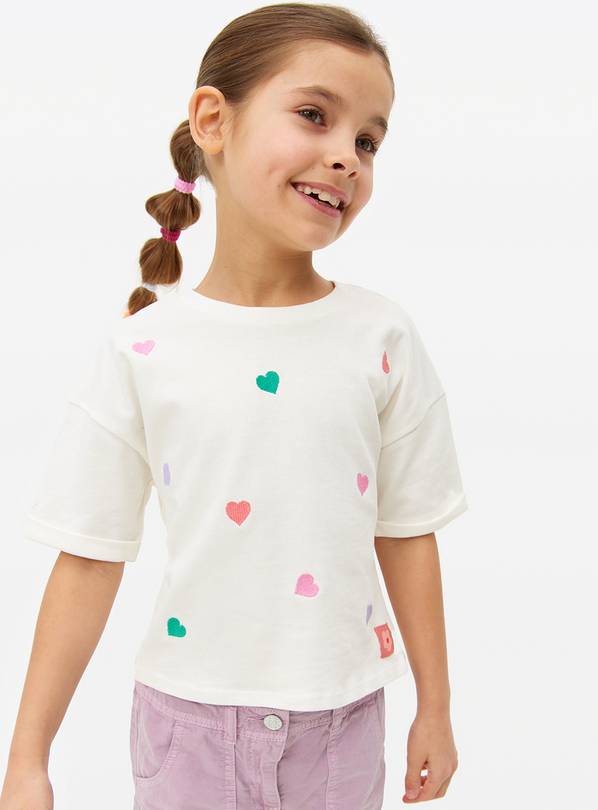 White Heart Embroidered Heavyweight T-Shirt 13 years