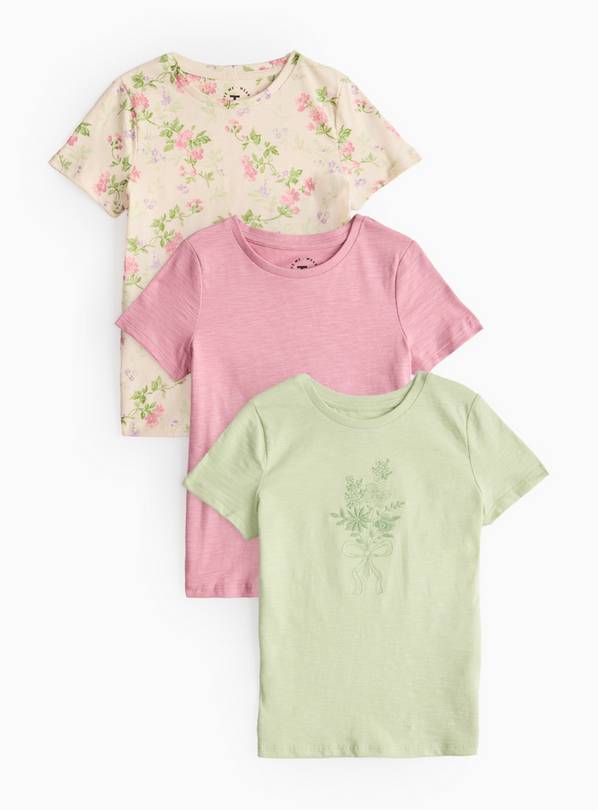 Pastel And Floral T-Shirts 3 Pack  5 years