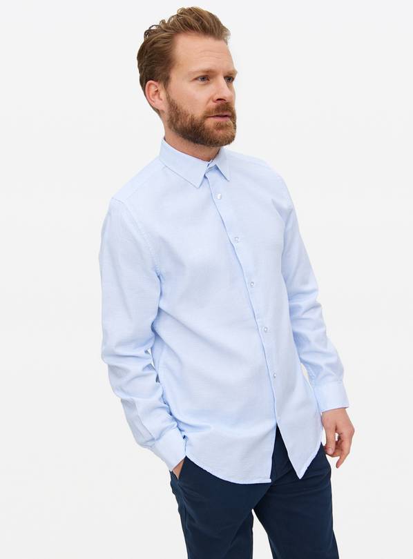 Blue Dobby Cotton Formal Shirt M