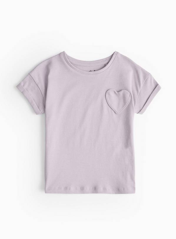 Lilac Heart Pocket T-Shirt 4-5 years