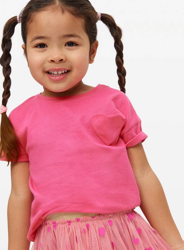 Pink Heart Pocket T-Shirt 6-7 years