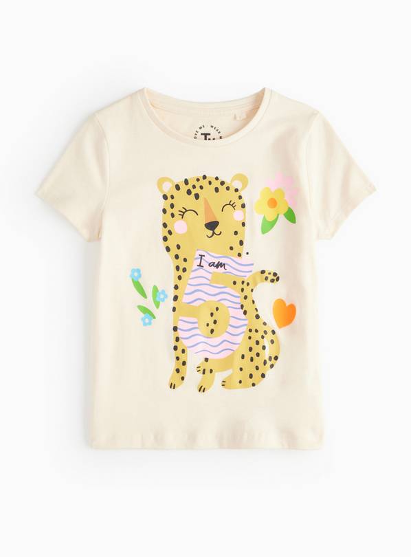 Cream I Am 5 Age Print T-Shirt  4-5 years