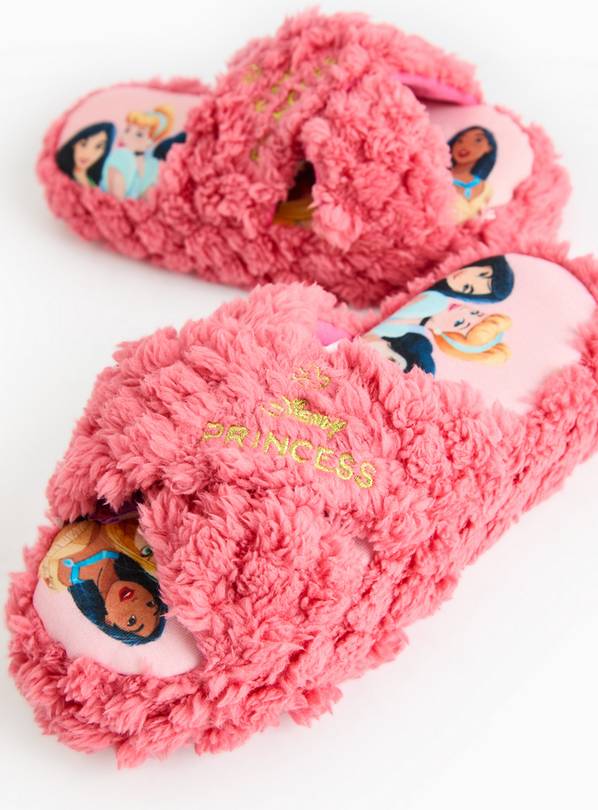 Disney Princesses Pink Fluffy Platform Slippers 10-11 Infant