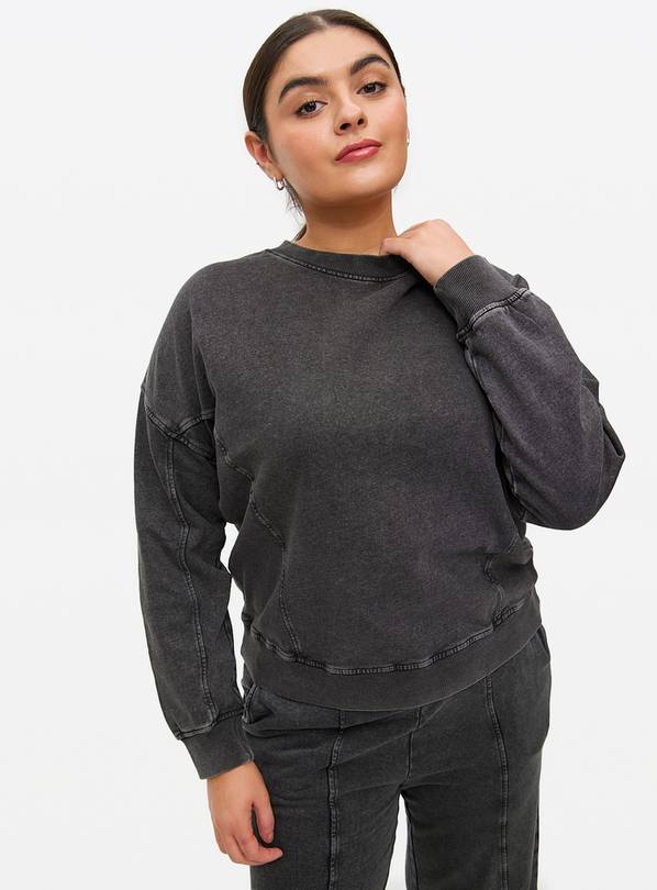 Charcoal Washed Crew Sweatshirt M