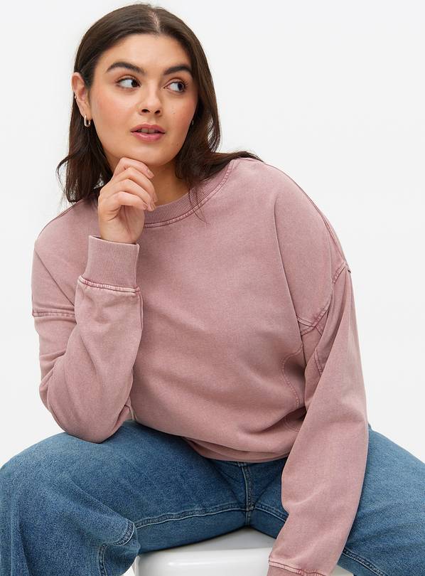 Pink Washed Crew Sweatshirt S