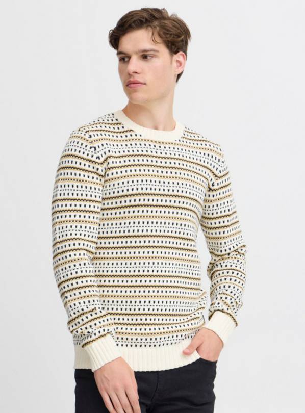 BLEND White Crew Neck Knit M