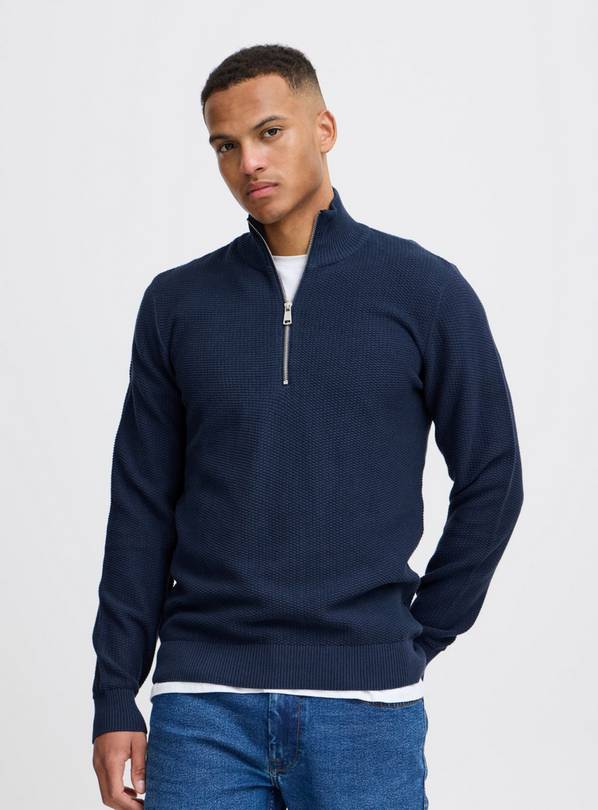 BLEND Navy Half-Zip Knit XL