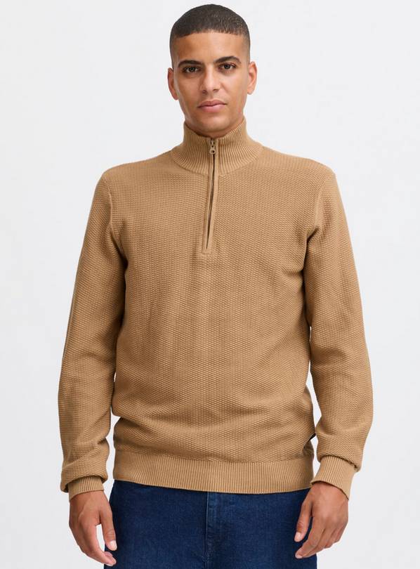 BLEND Tan Half-Zip Knit XL