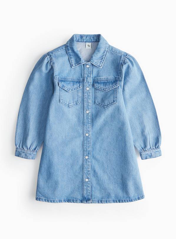 Blue Long Sleeve Denim Shirt Dress 6 years