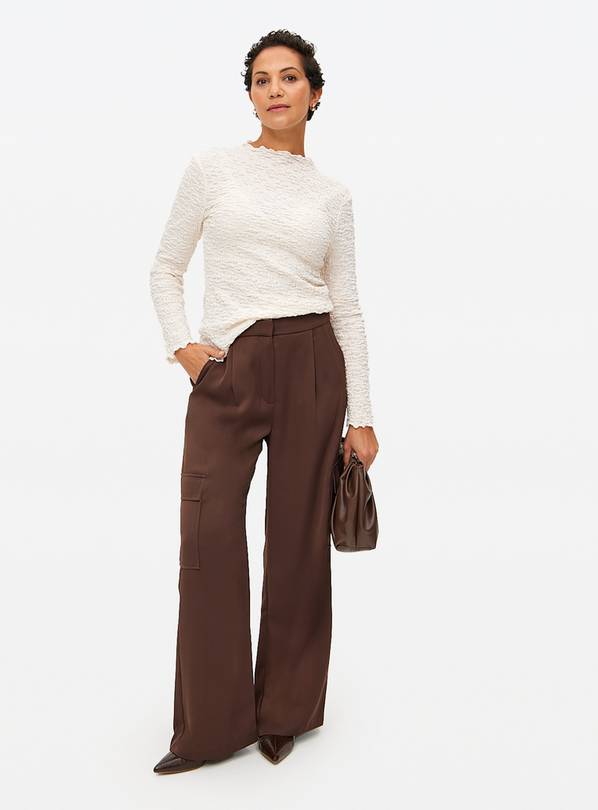 Buy Cream Textured Frill Long Sleeve Top 10 | Tops | Tu