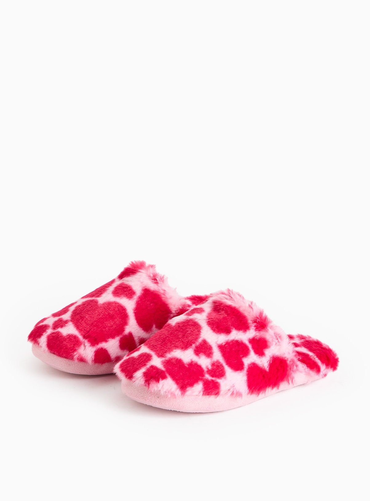 Mini Me Valentine Heart Fluffy Mule Slippers 1-2