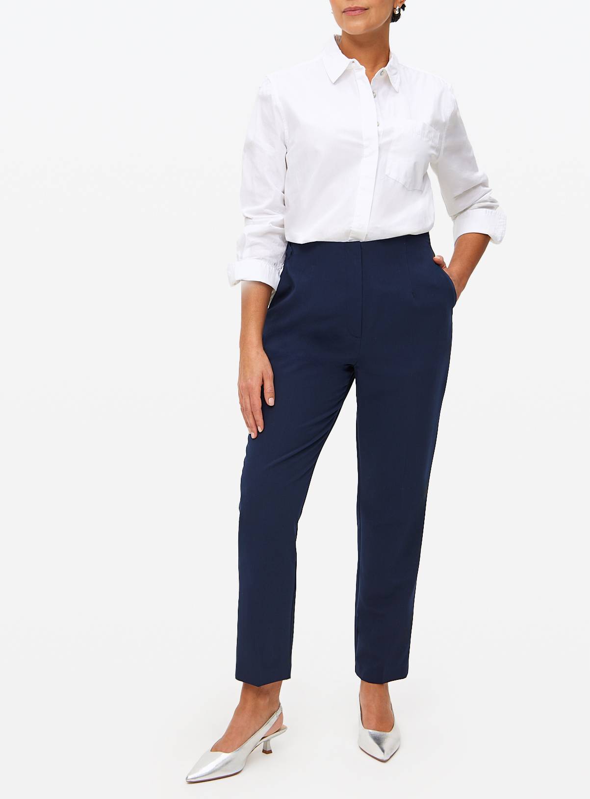 Navy Slim Fit Tailored Trousers  14R - Image 2