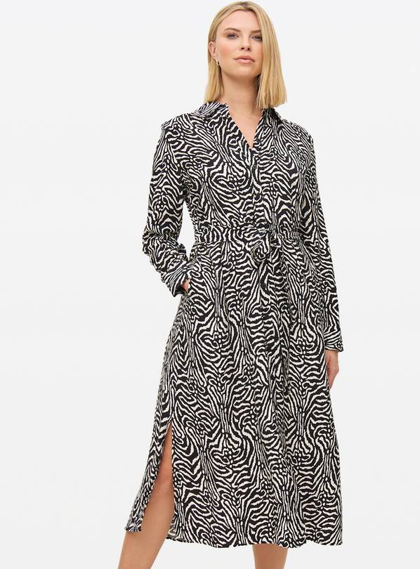 Mono Zebra Printed Midaxi Shirt Dress 16L