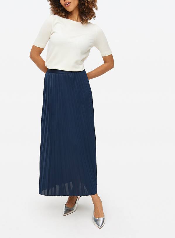 Navy Pleated Maxi Skirt 18