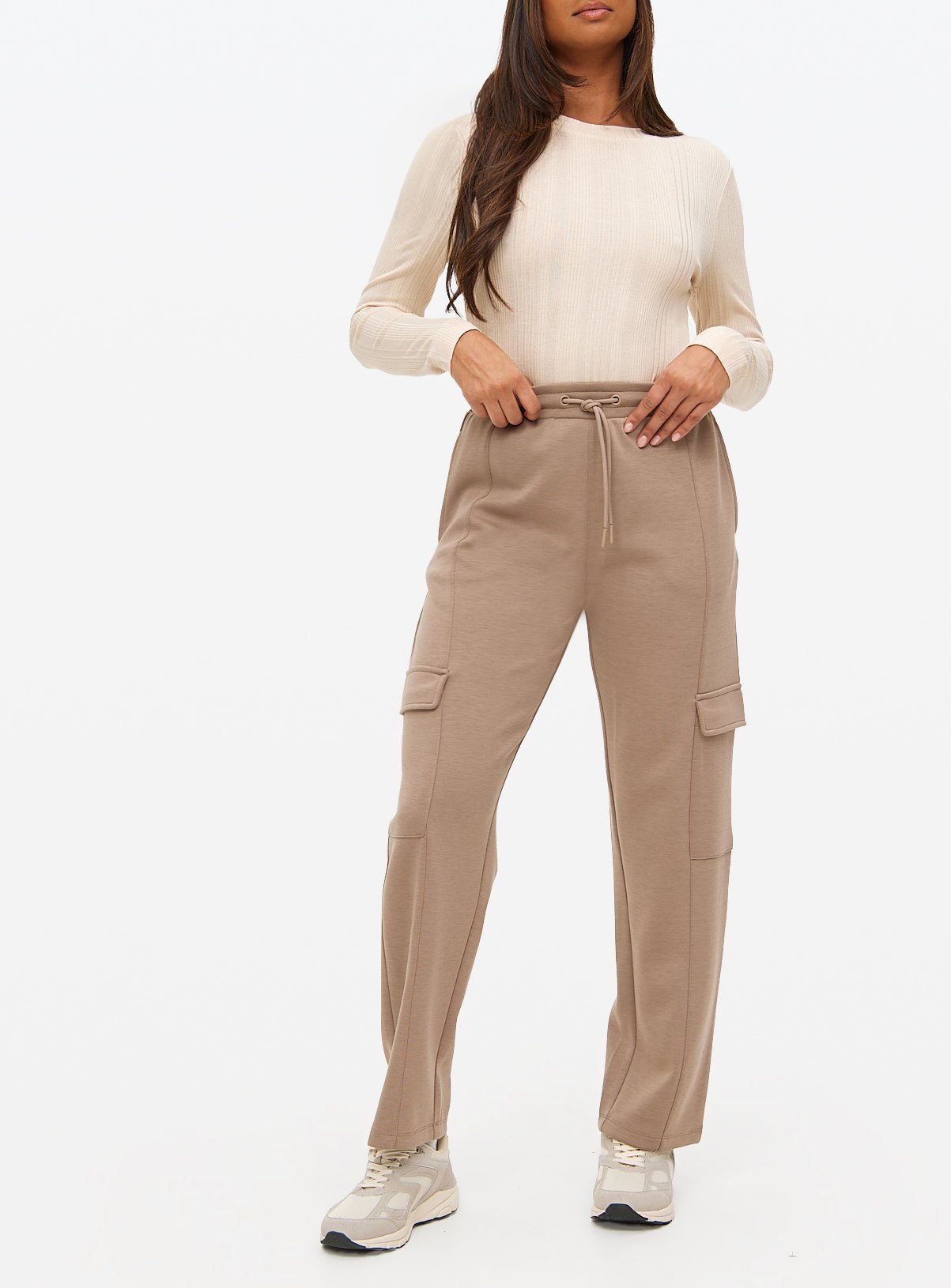 Taupe Straight Leg Cargo Joggers