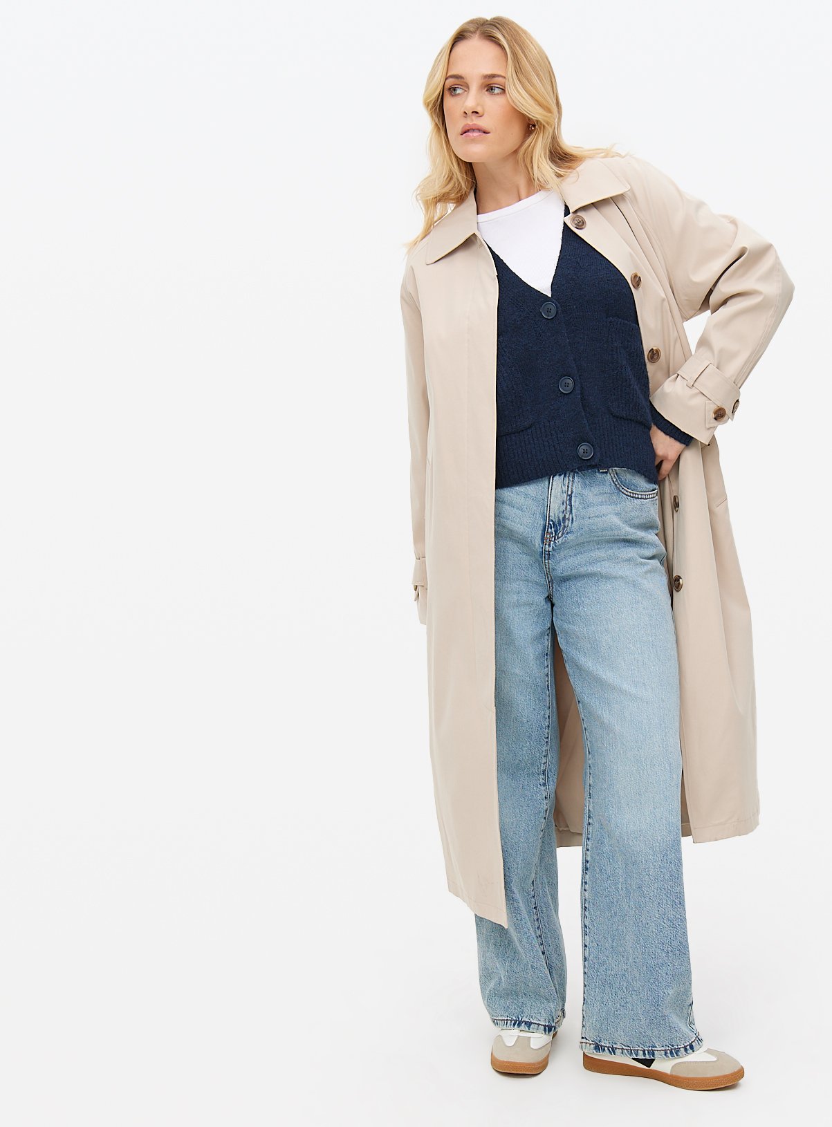Navy Rib Pocket Relaxed Cardigan XL - Image 2 thumbnail