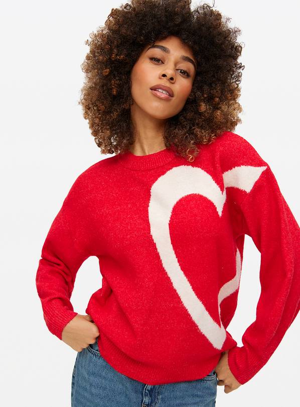 Red Large Heart Knitted Crew Jumper 12