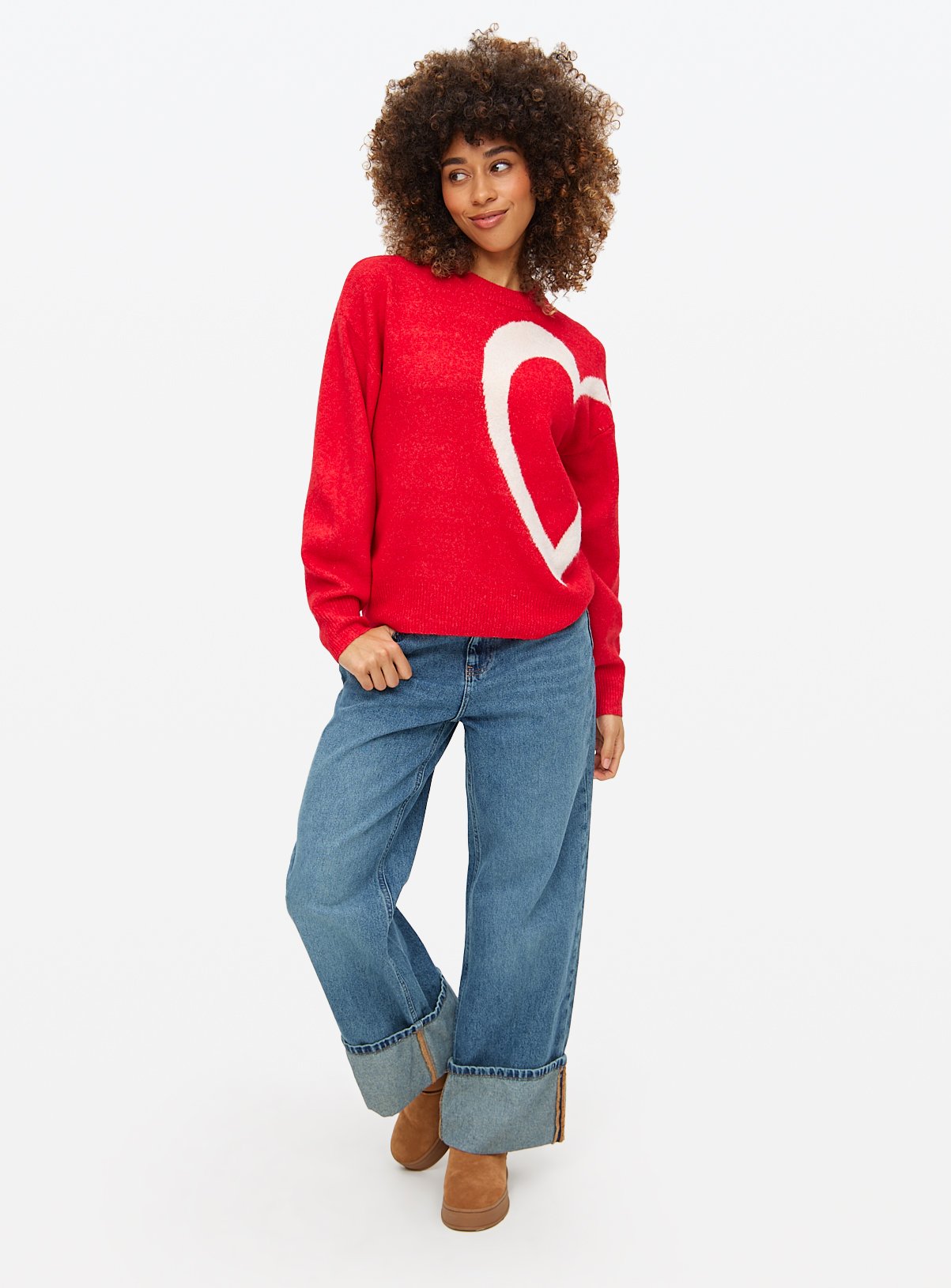 Red Large Heart Knitted Crew Jumper 8 - Image 2 thumbnail