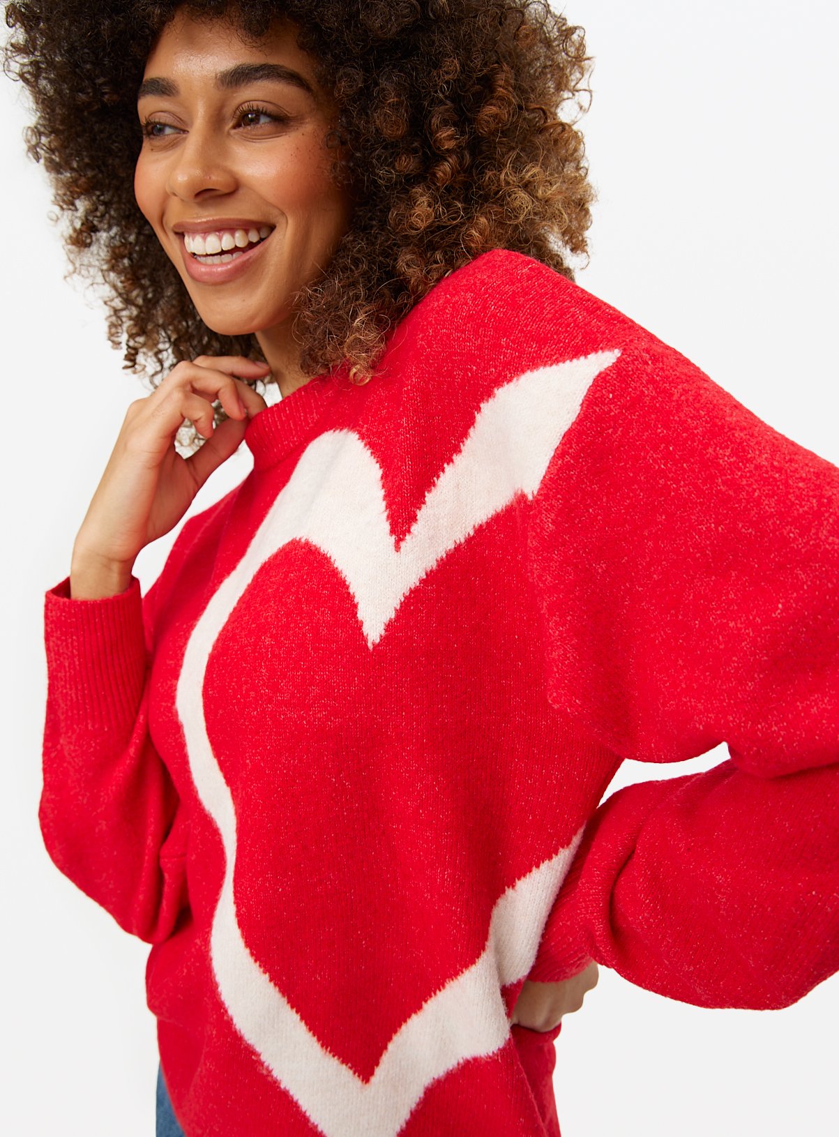 Red Large Heart Knitted Crew Jumper 8 - Image 3 thumbnail