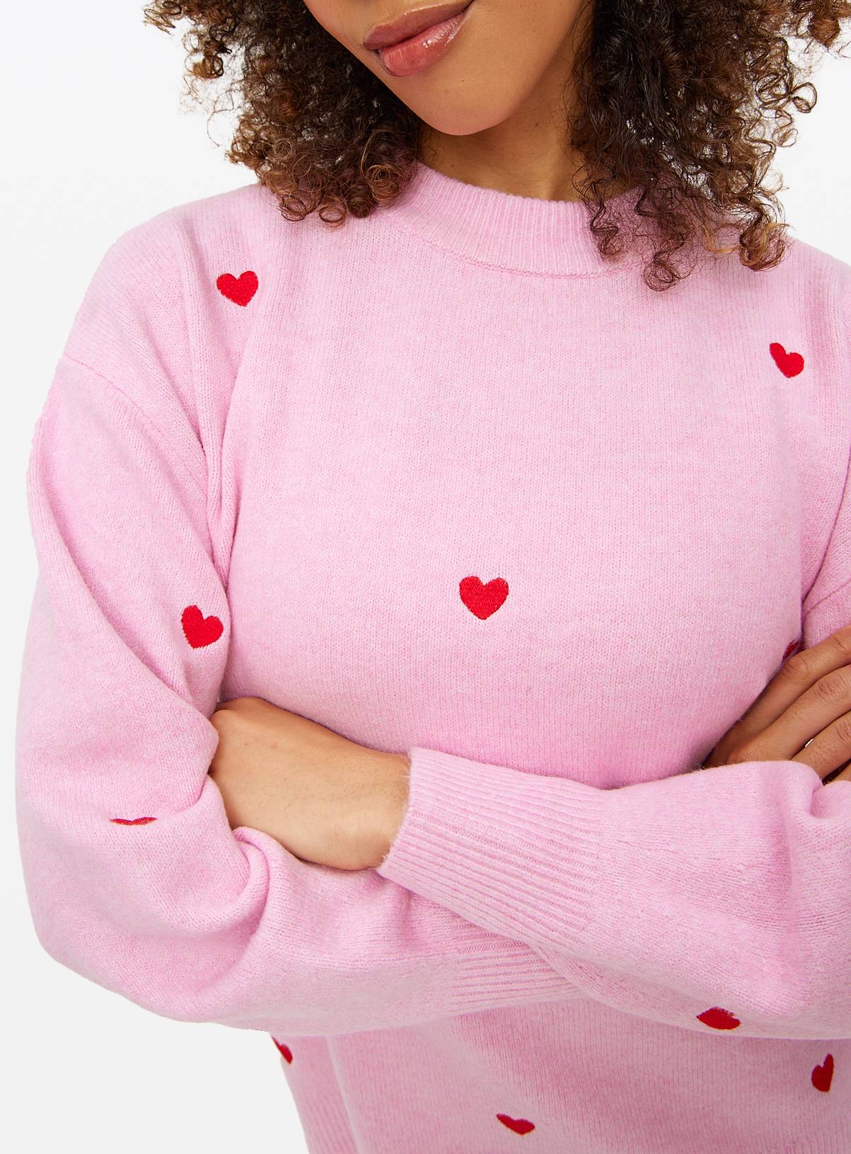 Pink Mini Heart Embroidered Crew Jumper 10 - Image 3