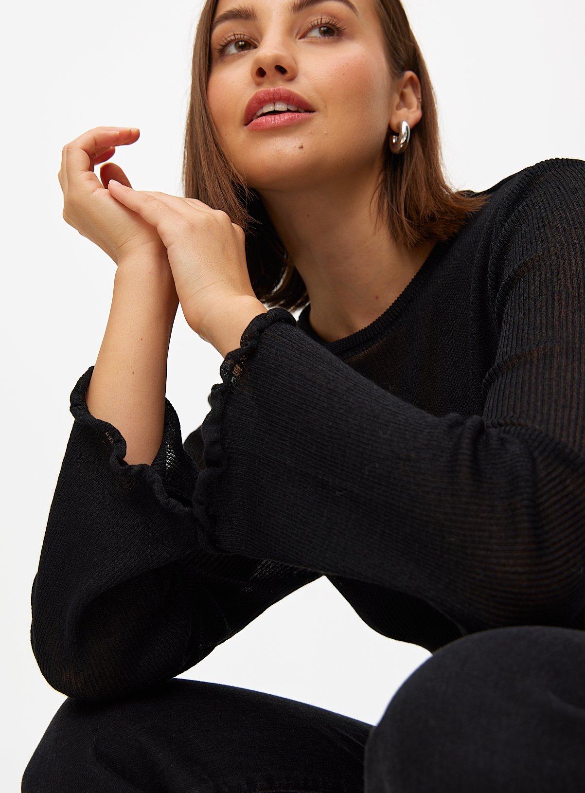 Black Ruffle Sleeve Jumper 8 - Image 3 thumbnail