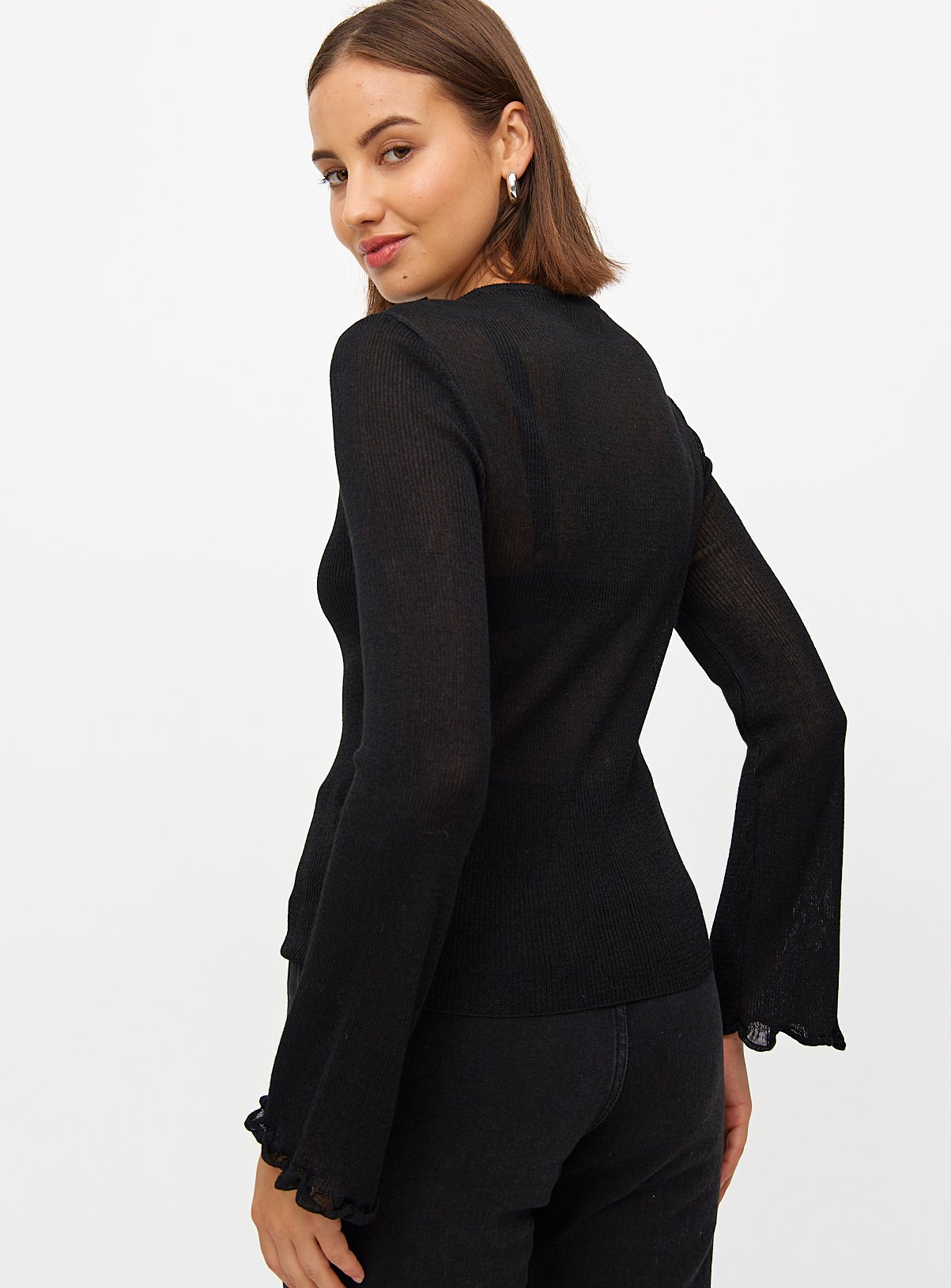 Black Ruffle Sleeve Jumper 8 - Image 4 thumbnail