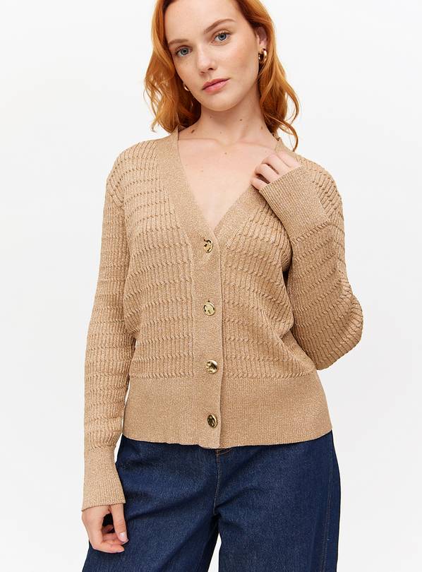 Gold Shimmer Cable Knitted Cardigan  8