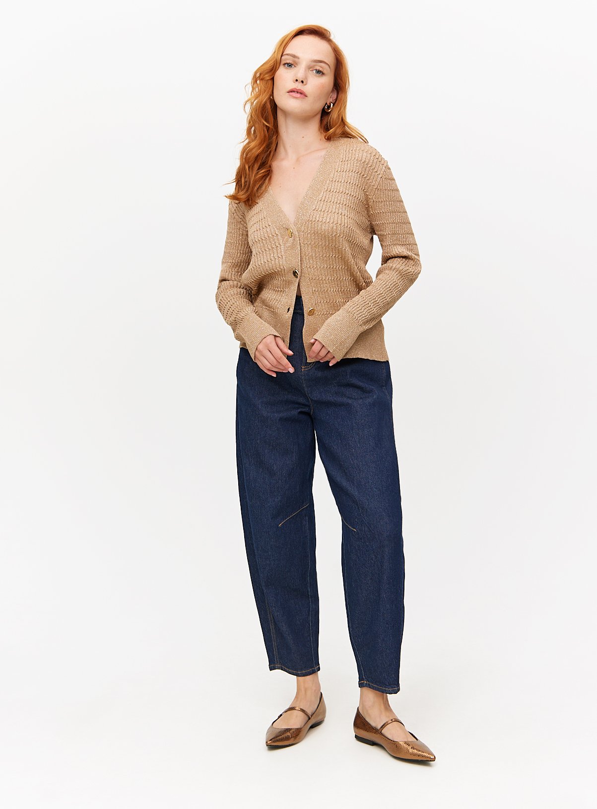 Gold Shimmer Cable Knitted Cardigan  8 - Image 2 thumbnail