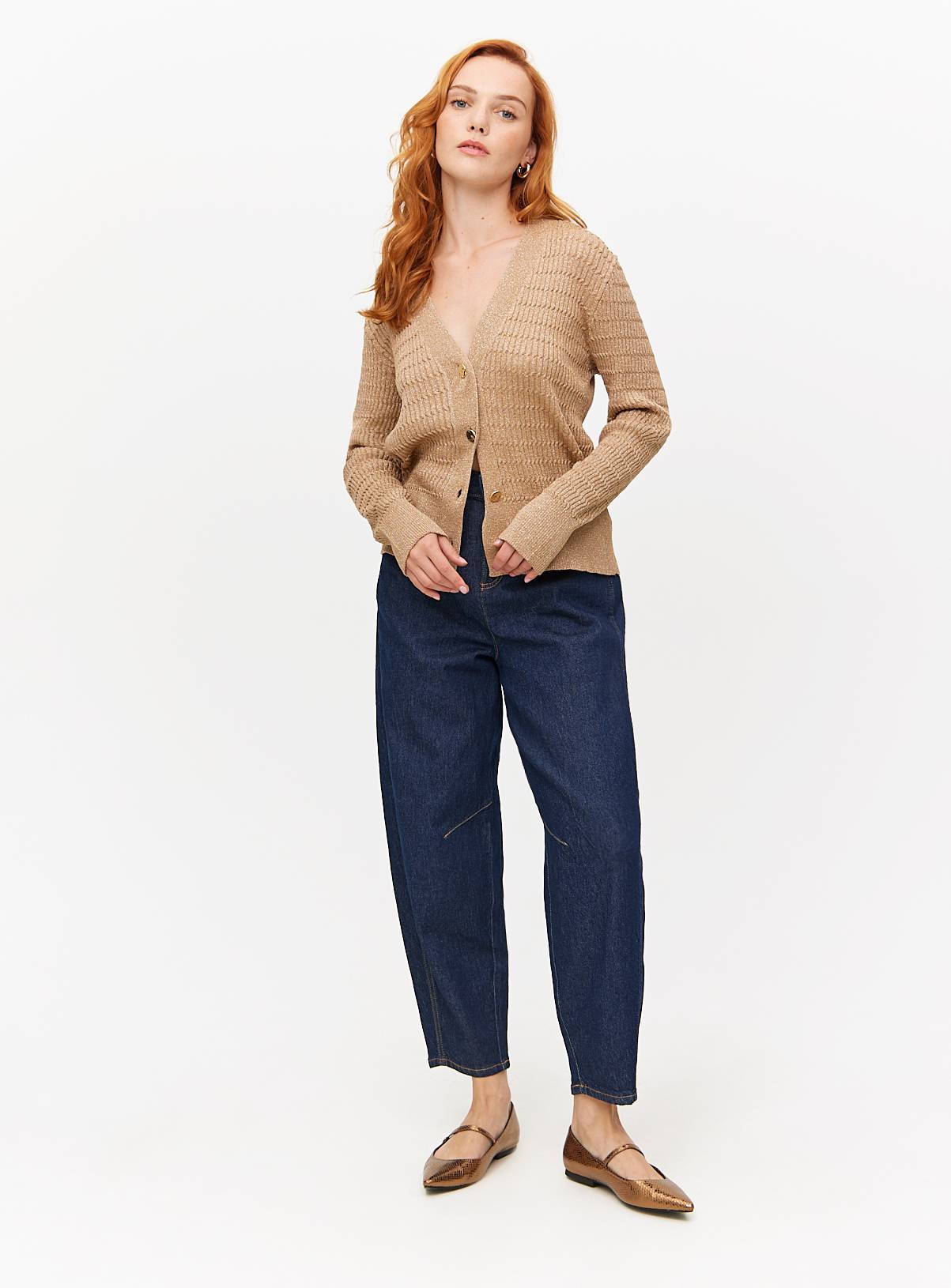 Gold Shimmer Cable Knitted Cardigan  8 - Image 2
