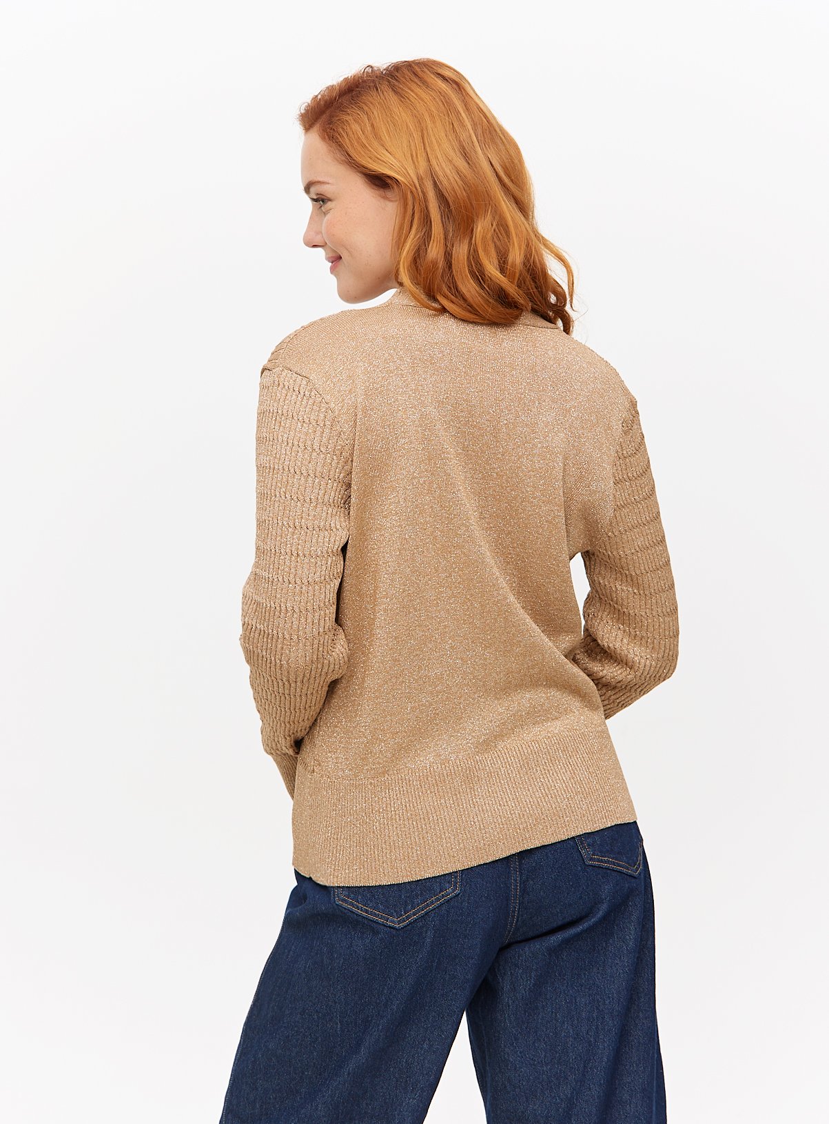 Gold Shimmer Cable Knitted Cardigan  8 - Image 4 thumbnail
