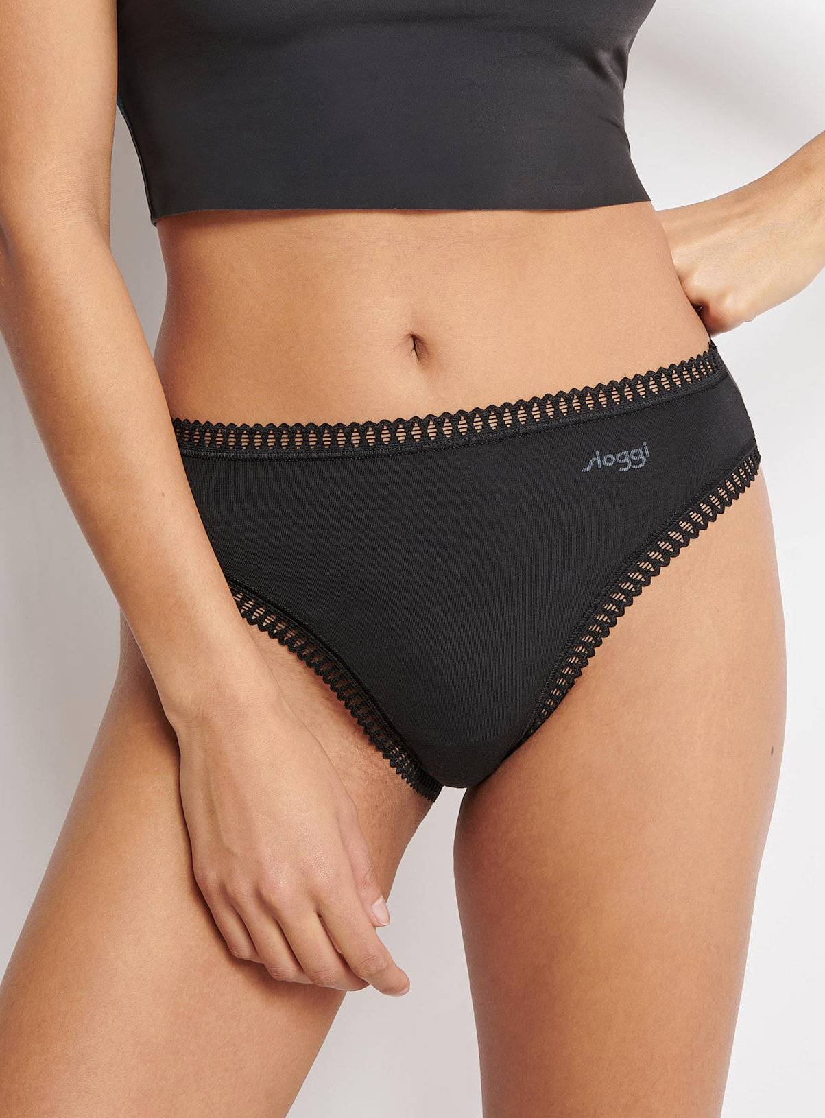 SLOGGI GO Crush High Leg Knickers 3 Pack Black & Blue XS - Image 1