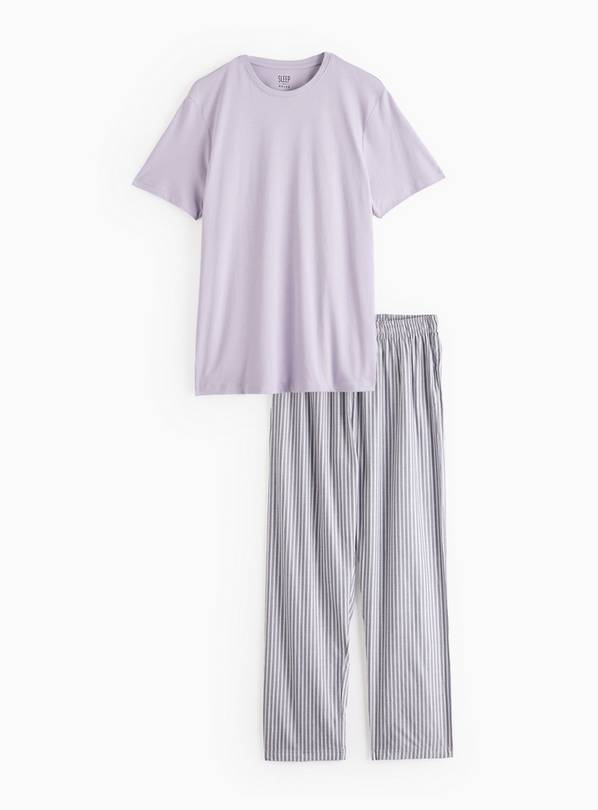 Lilac & Stripe Print Pyjama Set  M