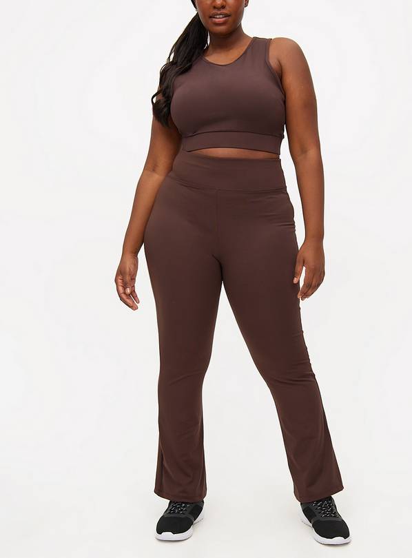 Active Chocolate Brown Flared Leggings L