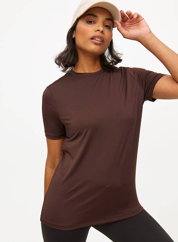 Active Brown Panel Short Sleeve T-Shirt S