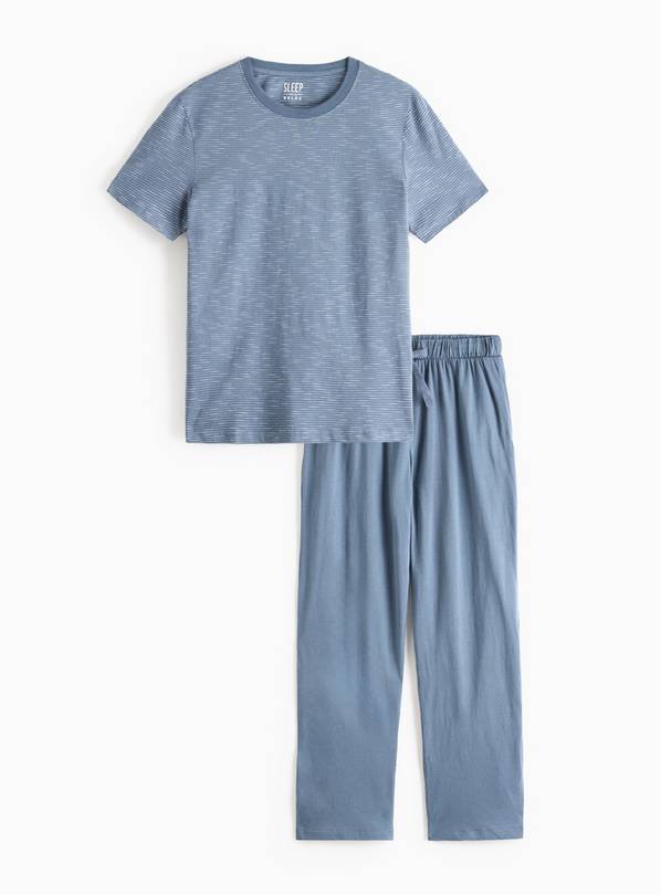 Blue Stripe Jersey Pyjama Set S