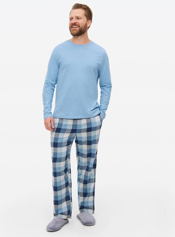 Blue Check Long Sleeve Pyjamas XXL