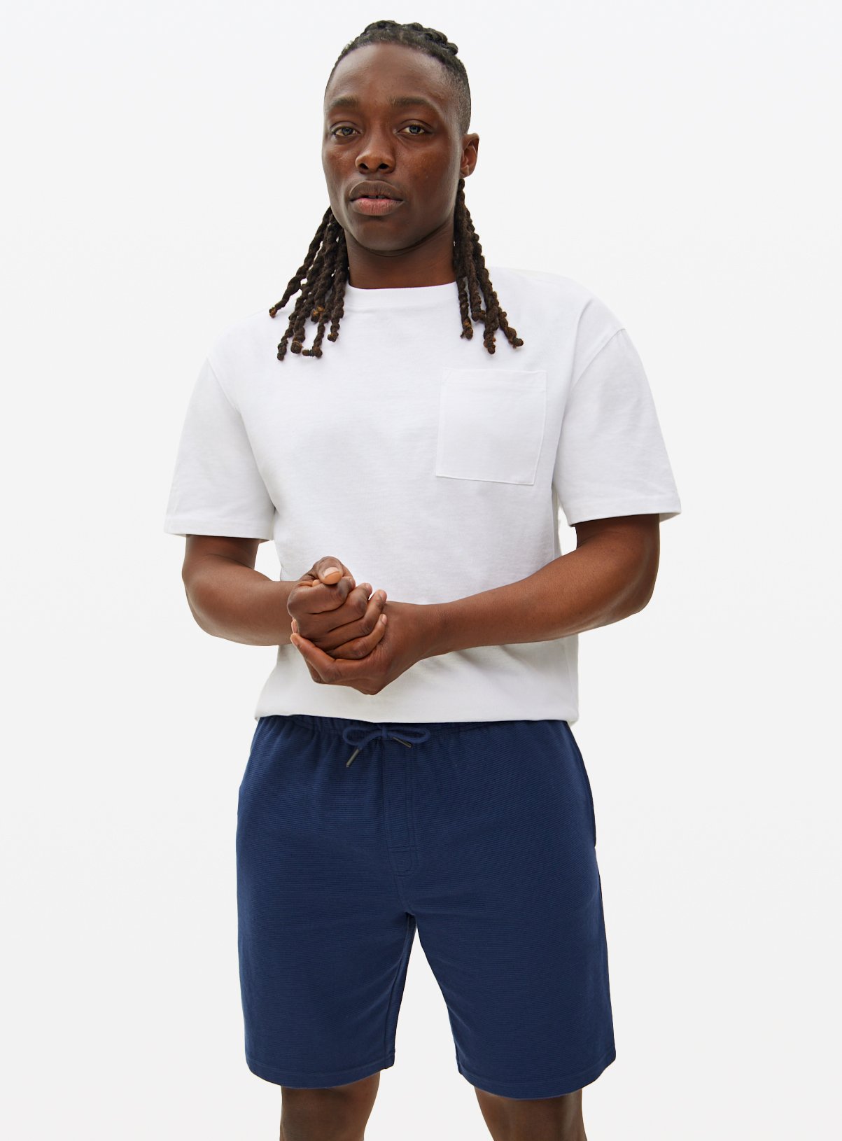 Men's Navy Ottoman Pyjama Shorts