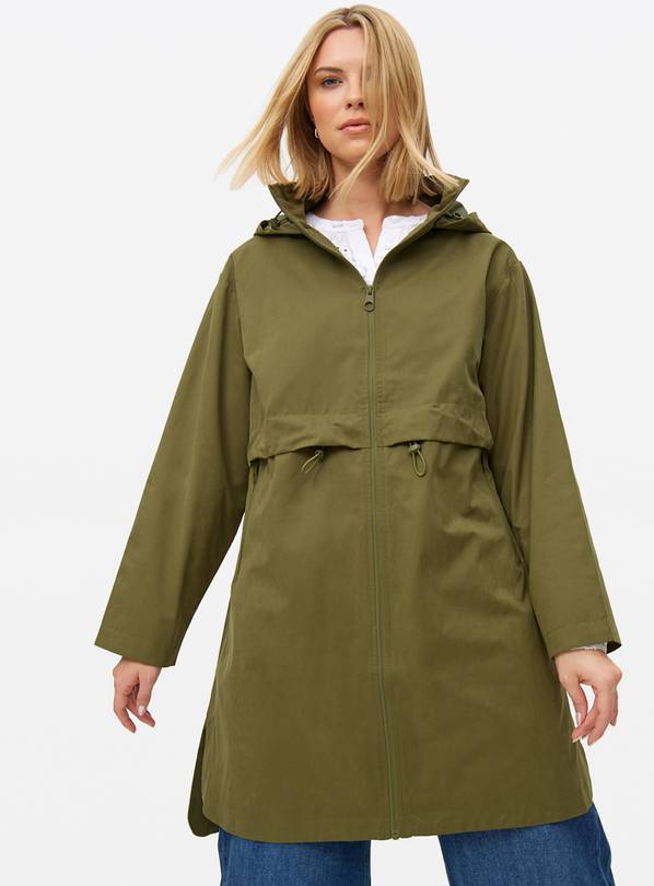 Khaki Hooded Longline Raincoat 12