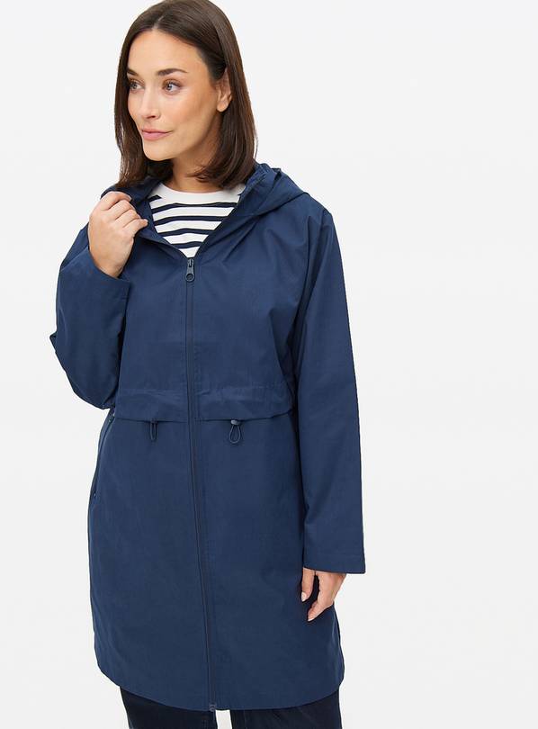 Navy Hooded Longline Raincoat 12