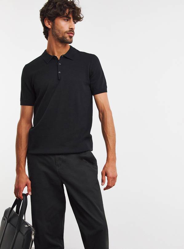 JACAMO Cotton Short Sleeve Polo Black L