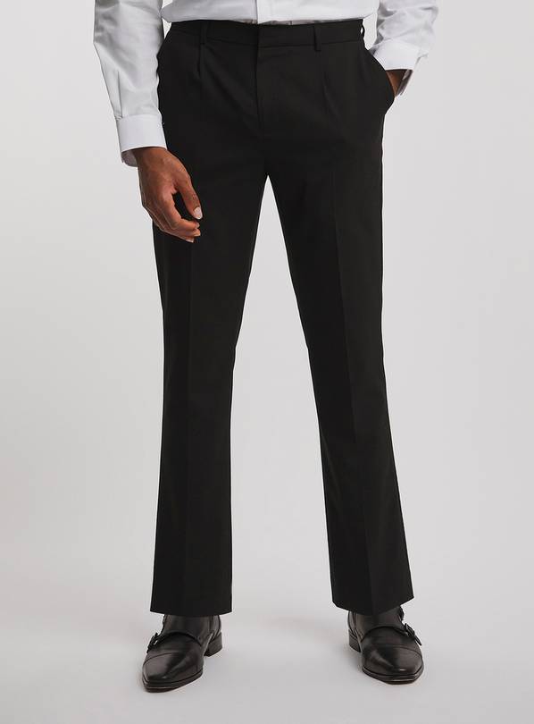 JACAMO Regular Fit Pleat Front Stretch Formal Trouser Black 46R