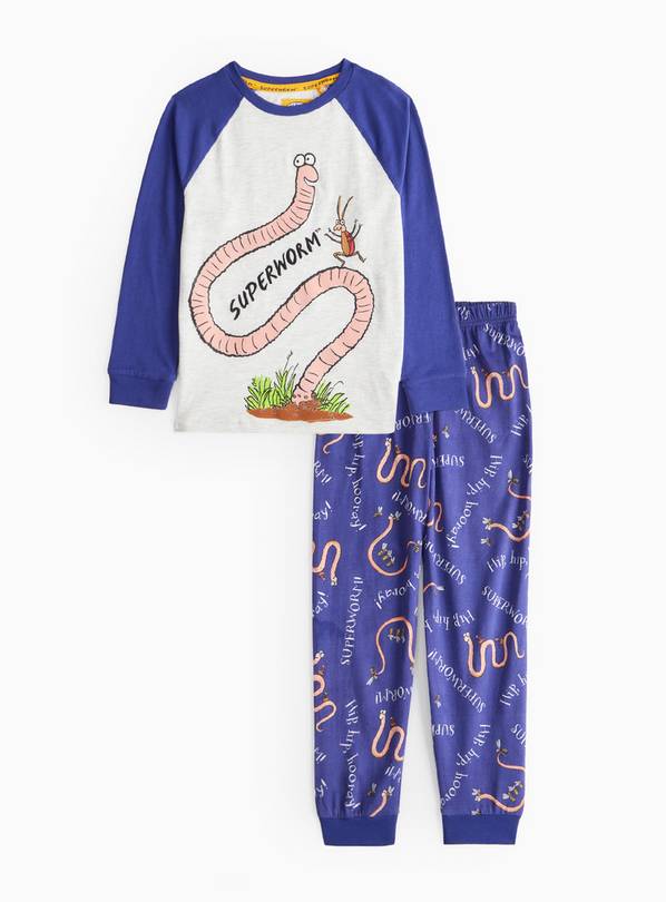 Buy Superworm Blue Printed Pyjamas 5-6 years | Pyjamas | Argos