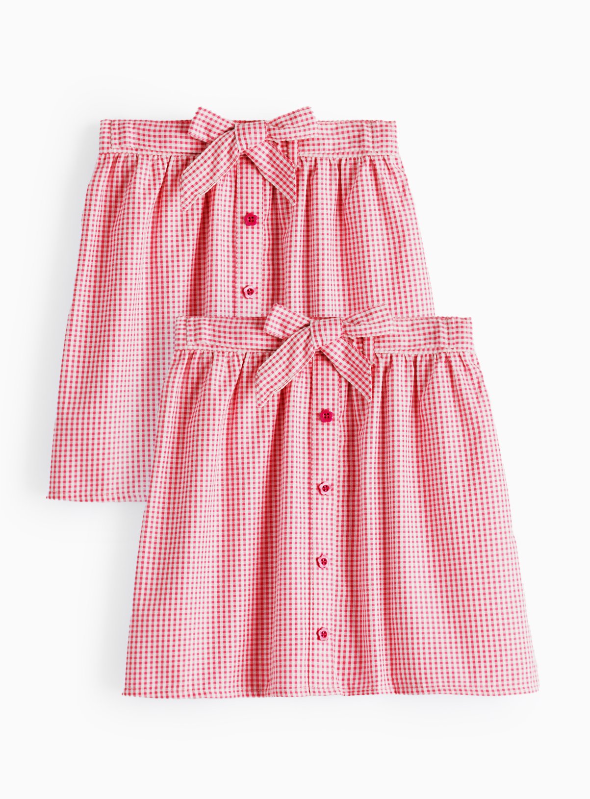 Red Gingham Cotton Blend Adjustable Waistband Skirt 2 Pack 11 years - Image 1 thumbnail