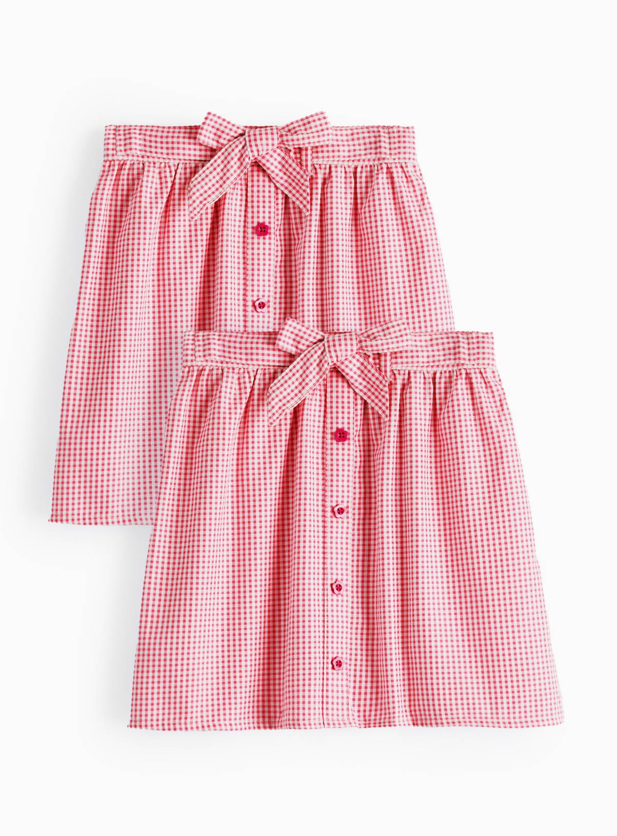Red Gingham Cotton Blend Adjustable Waistband Skirt 2 Pack 11 years - Image 1