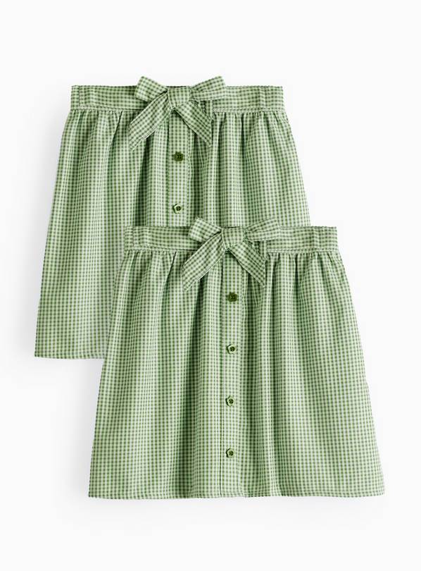 2 Pack Green Gingham Skirt 6 years