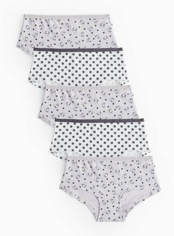 Spot & Panda Print Short-Style Briefs 5 Pack 6-7 years