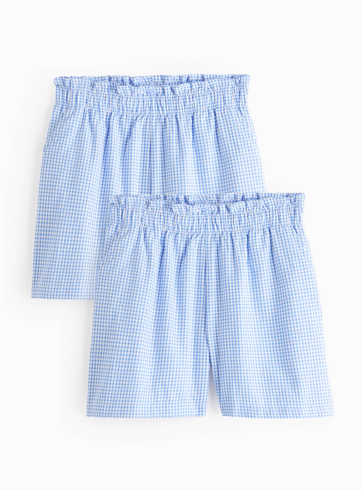 Blue Gingham Cotton Blend Shorts 2 Pack 11 years - Image 1
