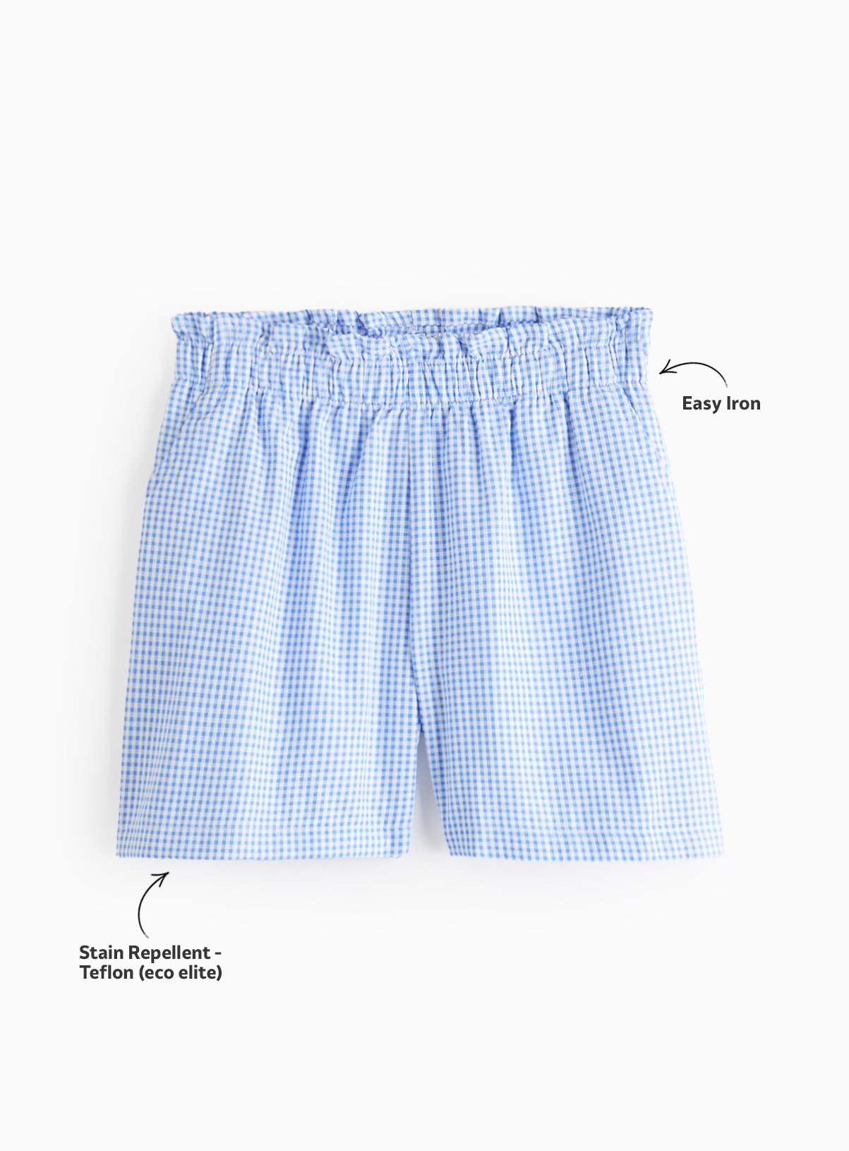 Blue Gingham Cotton Blend Shorts 2 Pack 11 years - Image 2 thumbnail