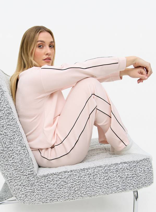 Pink Contrast Piping Scuba Co-ord Pyjama Bottoms L